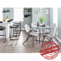 Lumisource DT-COSMO2 BKGL Cosmo Contemporary Dining Table in Black Metal and Clear Tempered Glass Top